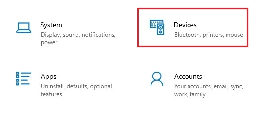 click on the Devices option