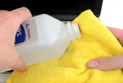 cloth with rubbing alcohol