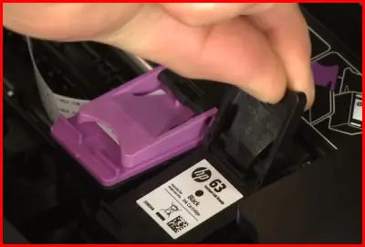 remove the ink cartridge of hp printer by lifting the button